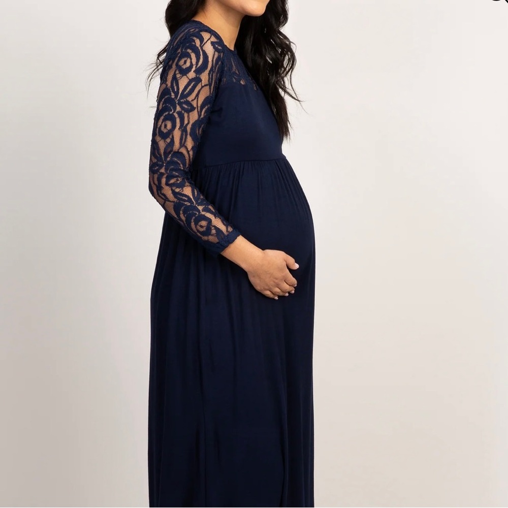 Pink Blush Navy Blue Lace Maxi Dress - Picture 2 of 16